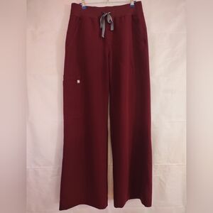 Figs Burgundy High Waisted Isabel Wide Leg